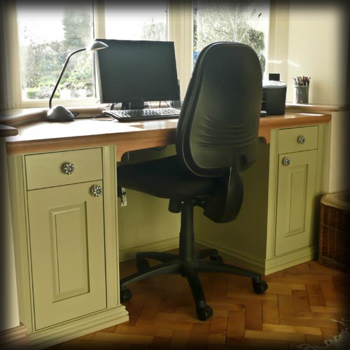 Fitted library cabinets and desk: Desk