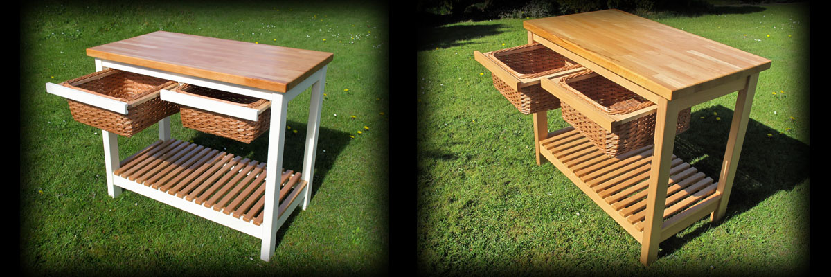 Butchers Block: Bake off style! With sliding wicker draws.